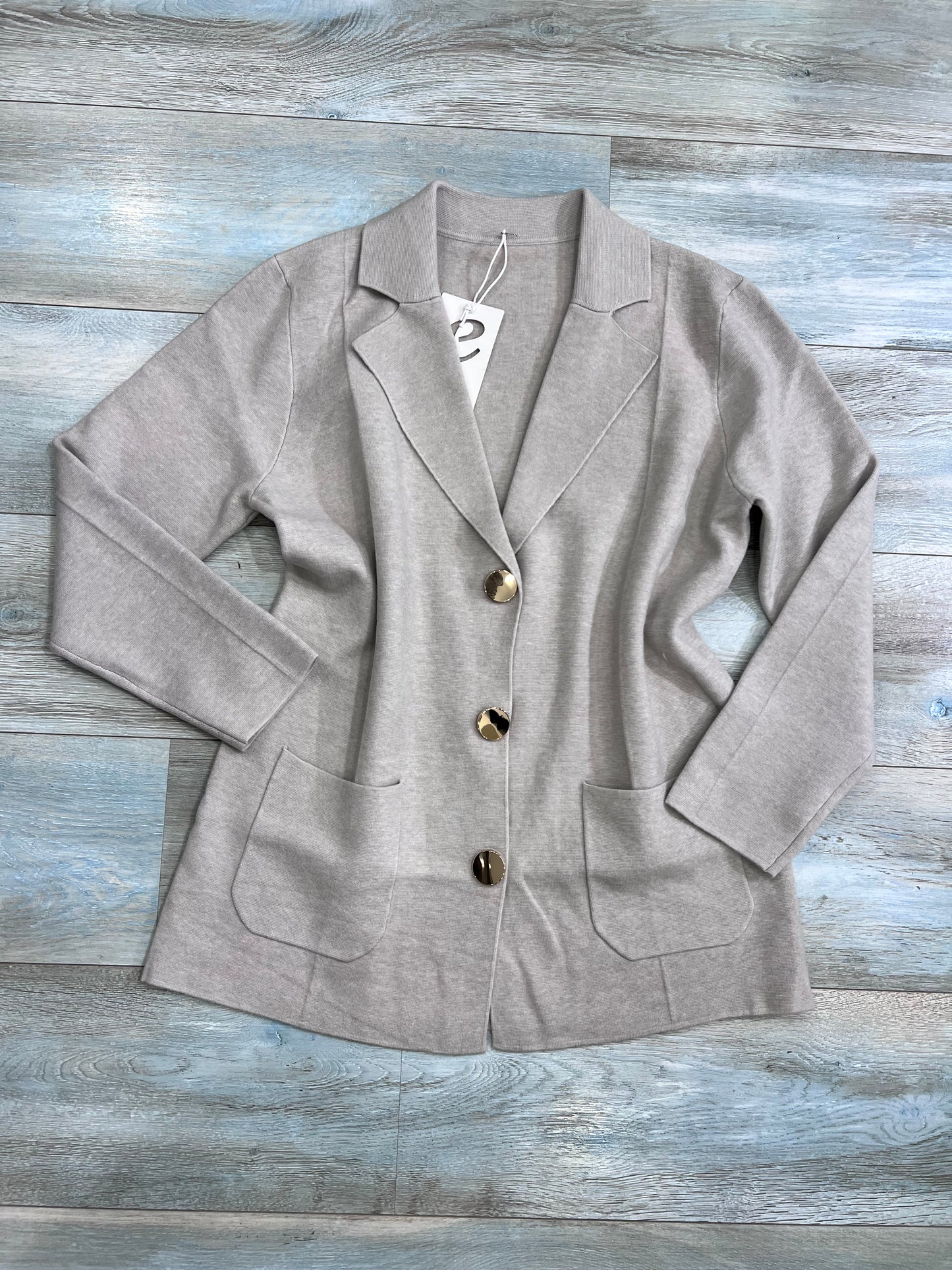 Giacca elegante donna in lanetta calda per inverno - Dettaglio tessuto colore burro