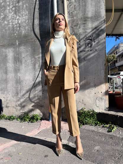 Pantalone invernale donna sigaretta capri con risvolto - manifattura artigianale italiana
