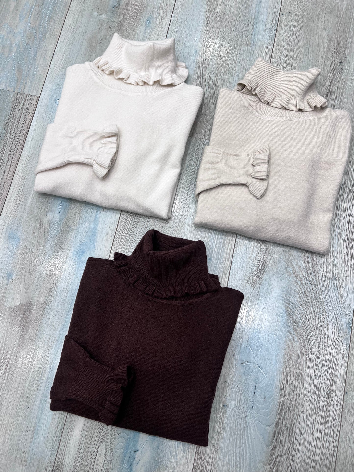 Maglia Dolce Vita Donna Collo Alto - Riccio Manica Lunga 6 Colori