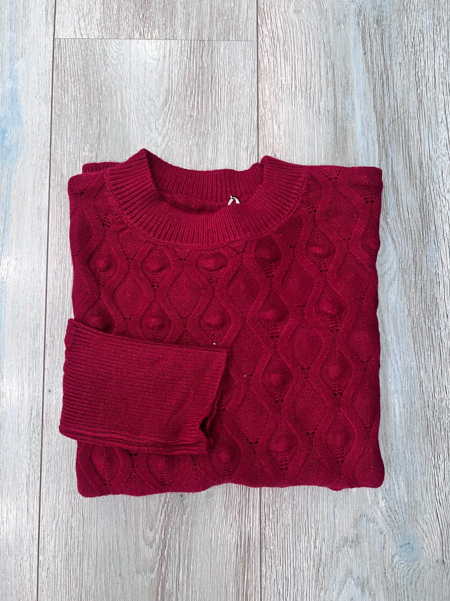 Maglia invernale donna con pattern geometrico - colore bordeaux

