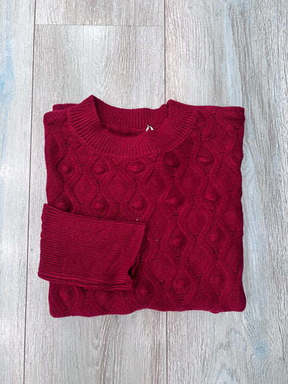 Maglia invernale donna con pattern geometrico - colore bordeaux

