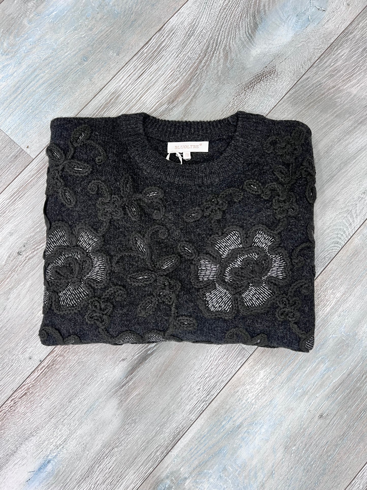  Varianti colore grigio scuro  maglione donna ricamo floreale - 5 tonalità disponibili