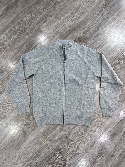 Cardigan uomo elegante lana a coste grigio  - dettaglio texture
