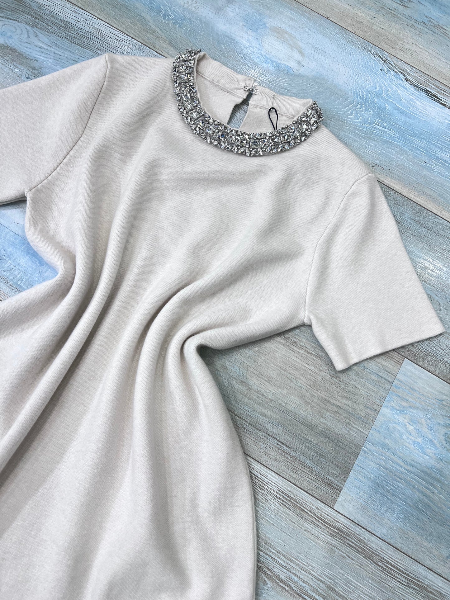 Abito elegante donna lanetta panna - vista superiore
