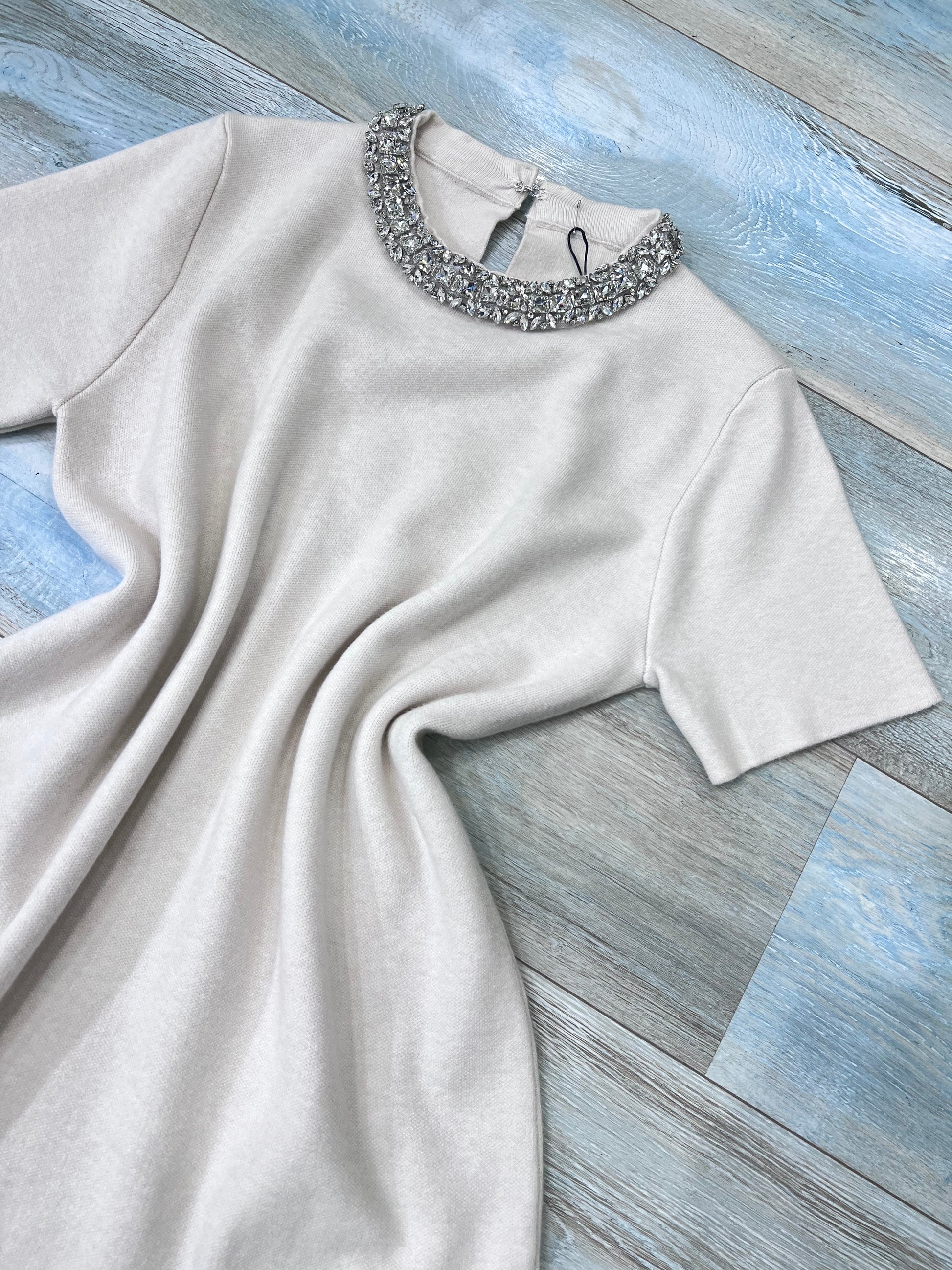 Abito elegante donna lanetta panna - vista superiore
