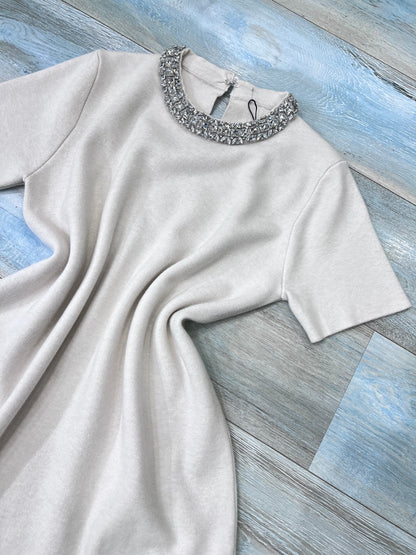 Abito elegante donna lanetta panna - vista superiore
