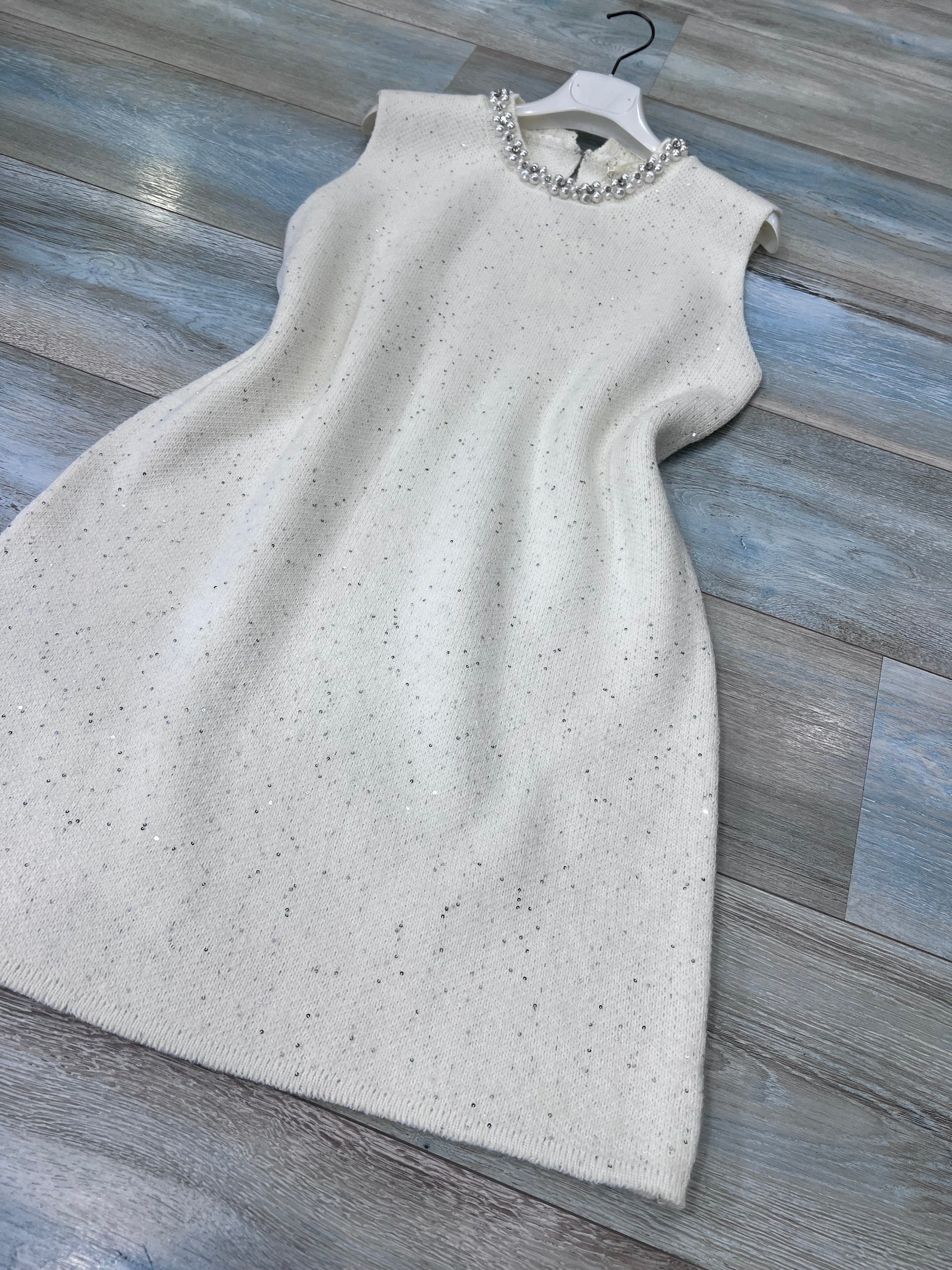 Dettaglio tessuto lana lurex luminoso abito donna - 45% acrilica
