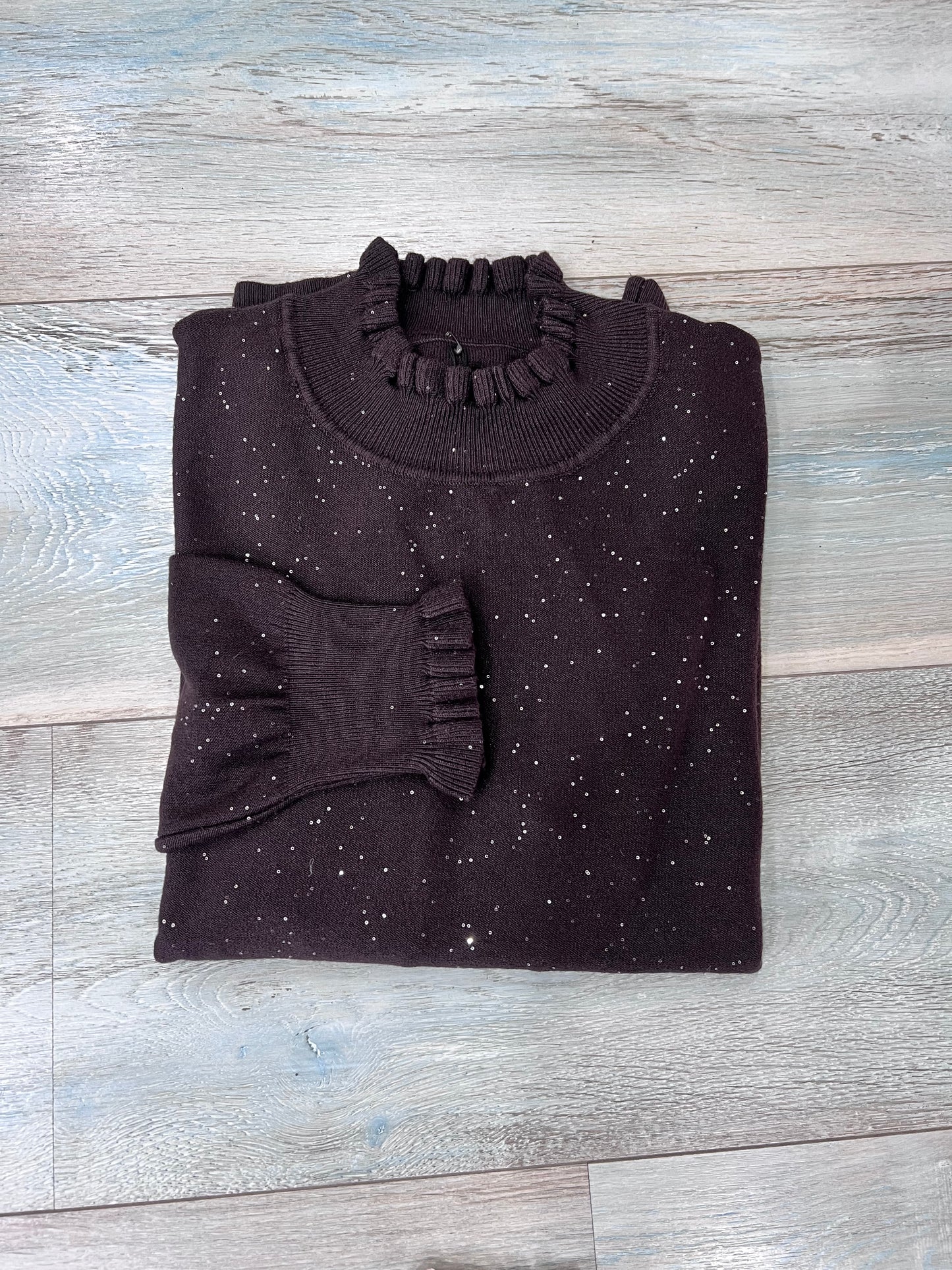 "Maglia donna lurex colore moro con mezzo collo - tessuto viscosa premium"