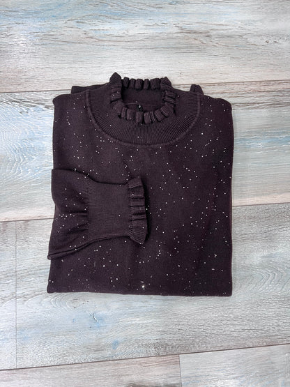 "Maglia donna lurex colore moro con mezzo collo - tessuto viscosa premium"