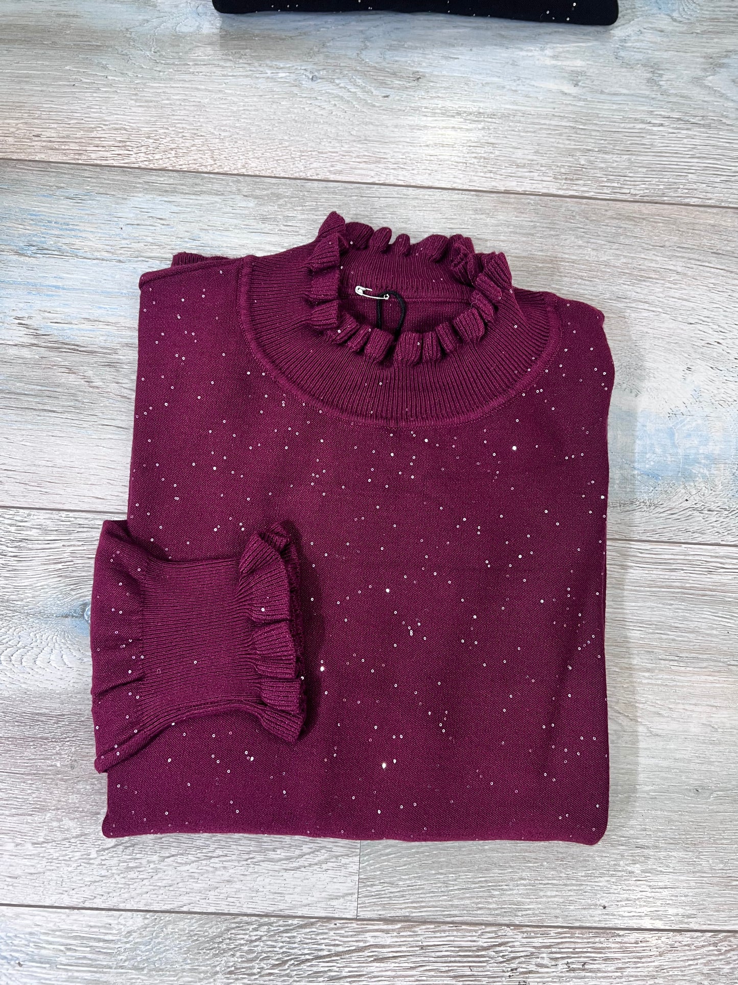 "Maglia donna lurex colore bordeaux con mezzo collo - stile raffinato"
