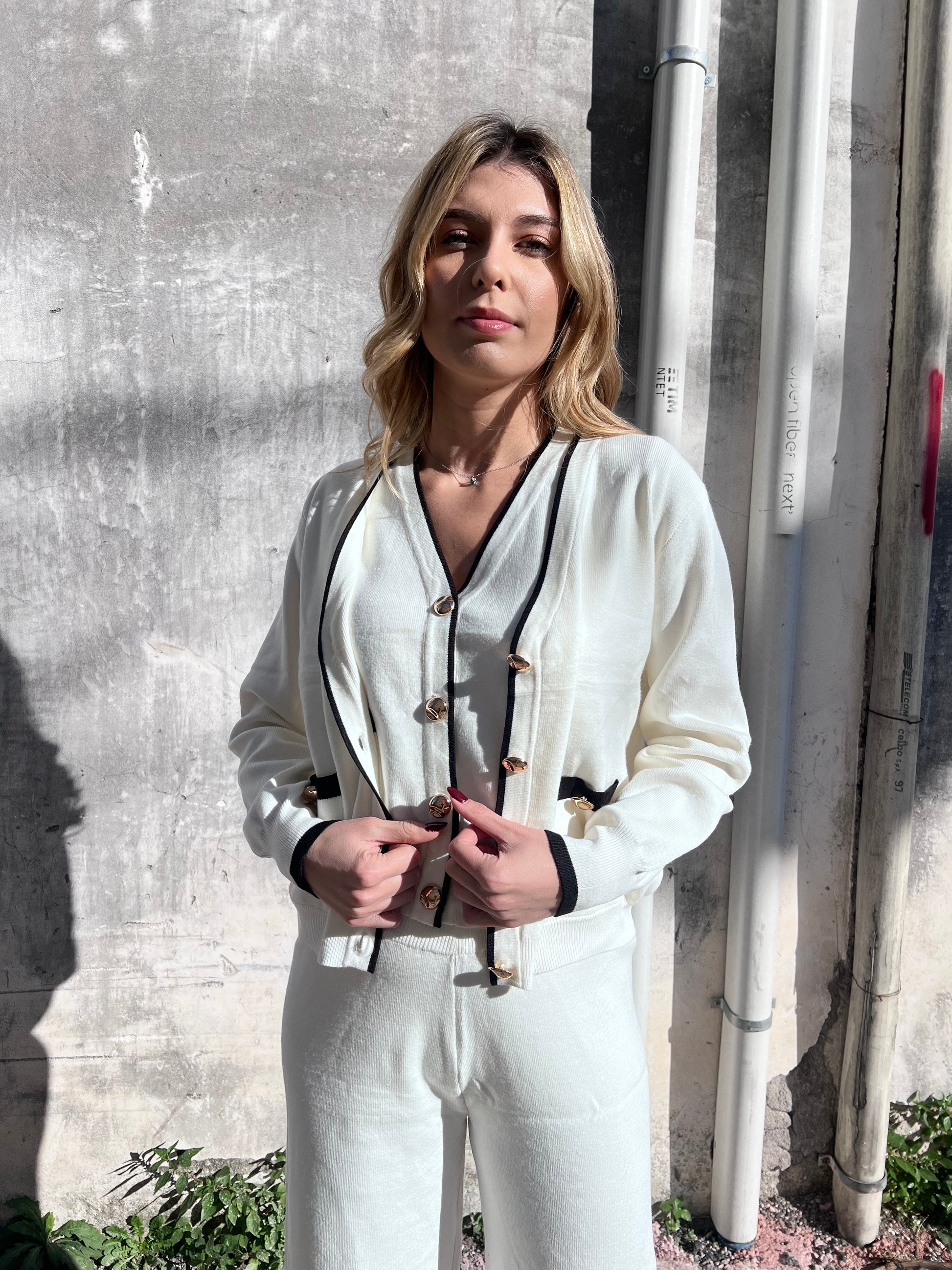 Coordinato donna invernale - gilet cardigan pantalone set completo
