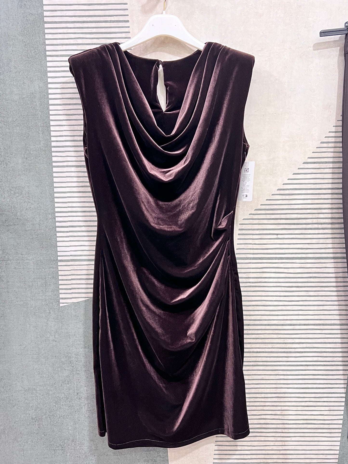 "Abito tubino velluto cioccolato donna cerimonia taglia unica fino 44"