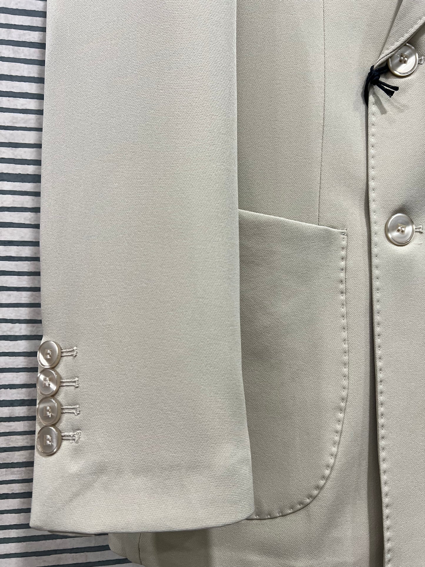 Beige Double Breasted Suit