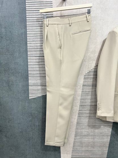 Beige Double Breasted Suit