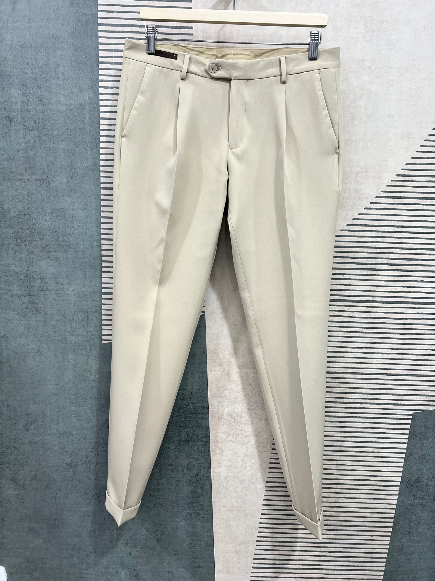 Beige Double Breasted Suit