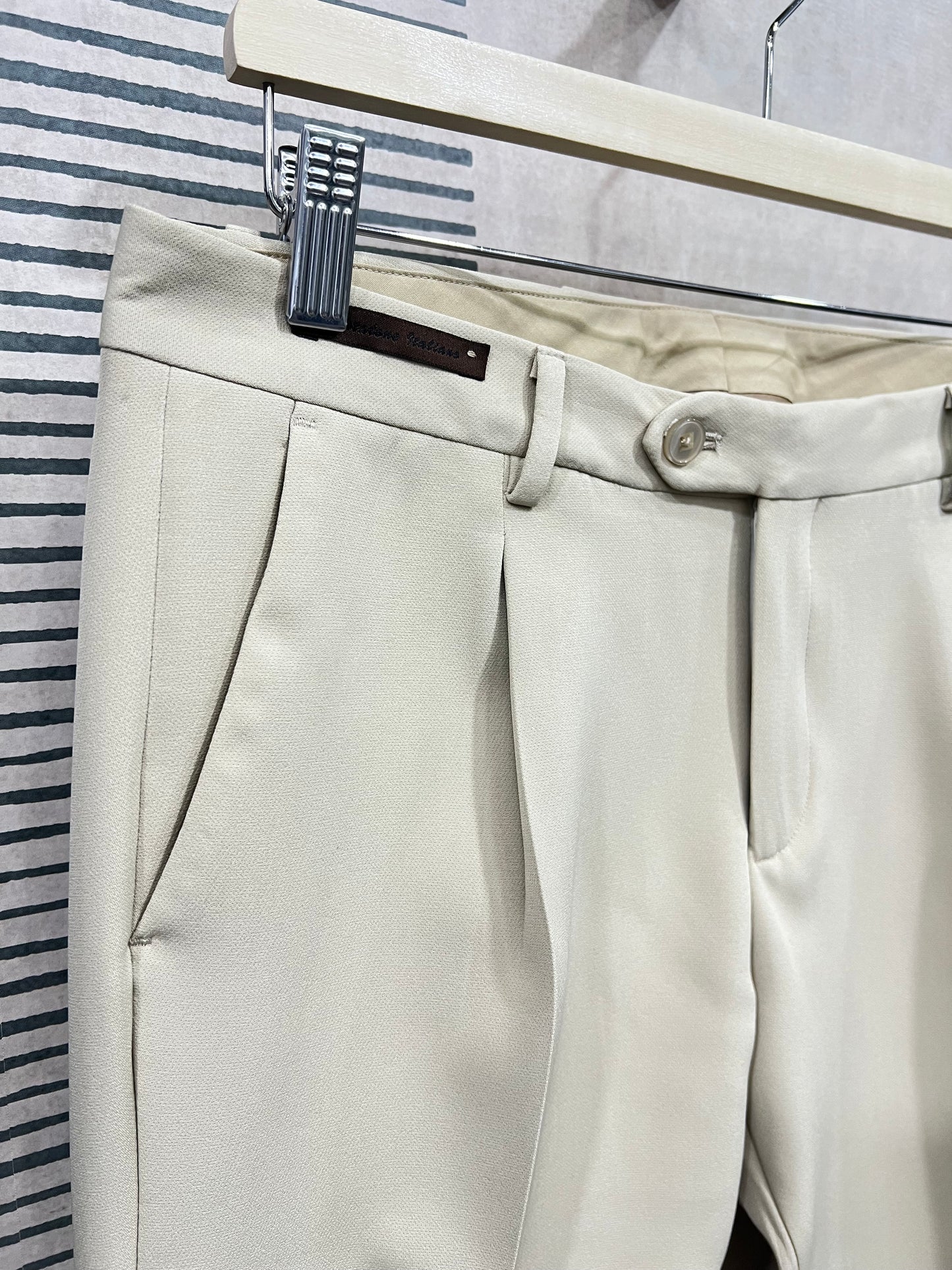 Beige Double Breasted Suit