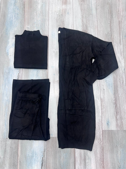 Coordinato Donna 3 Pezzi Lanetta Rasata - Top Lupetto, Cardigan e Pantalone Palazzo