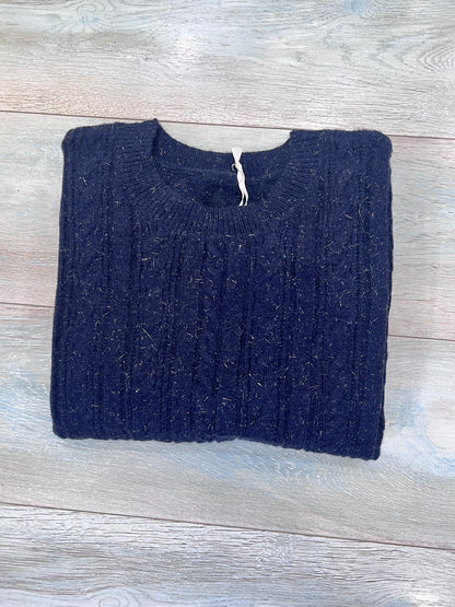 Maglione donna trecce brillantini color blu navy - disponibile in 6 colori
