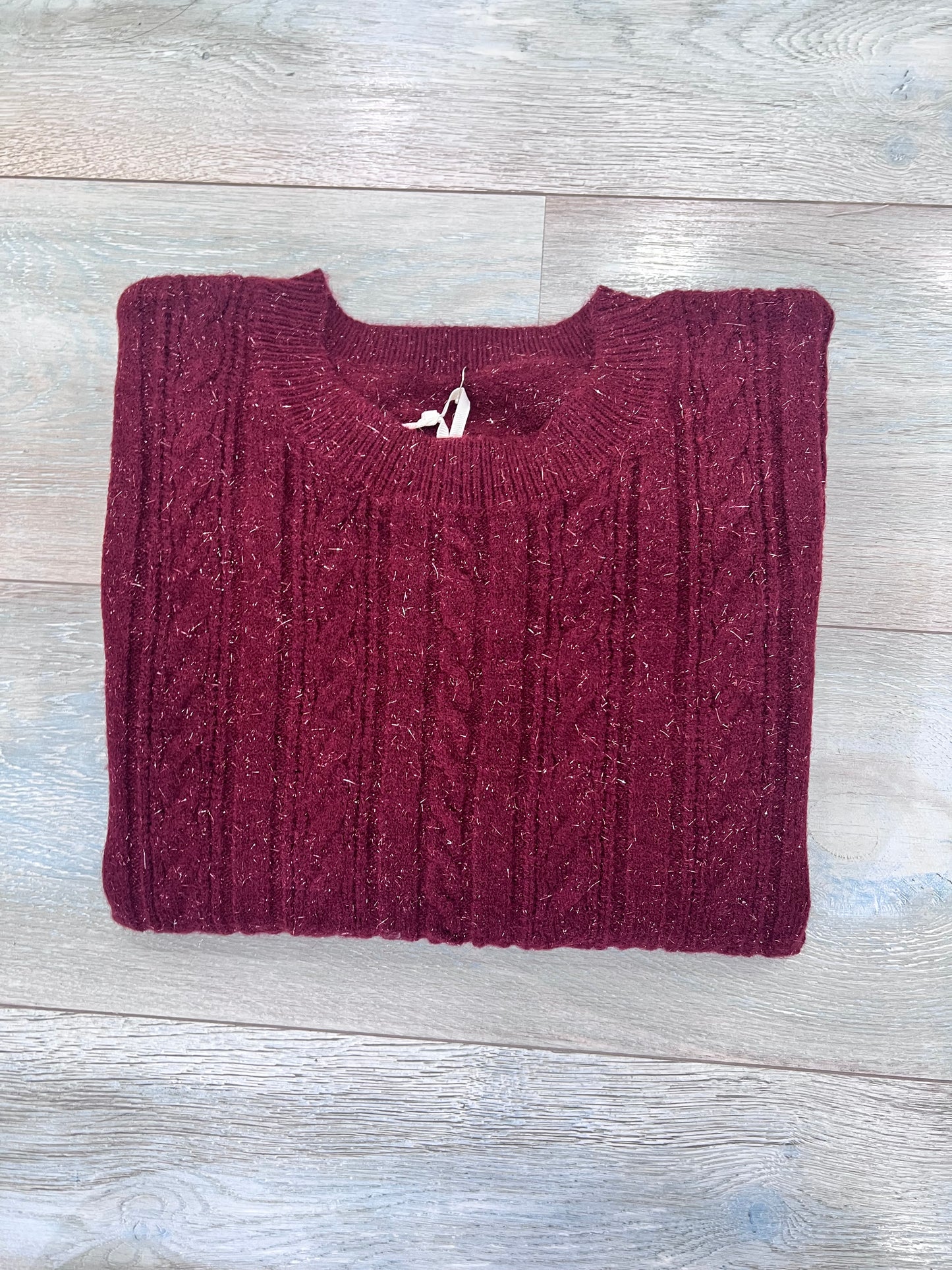 Maglione donna trecce brillantini color bordeaux - disponibile in 6 colori
