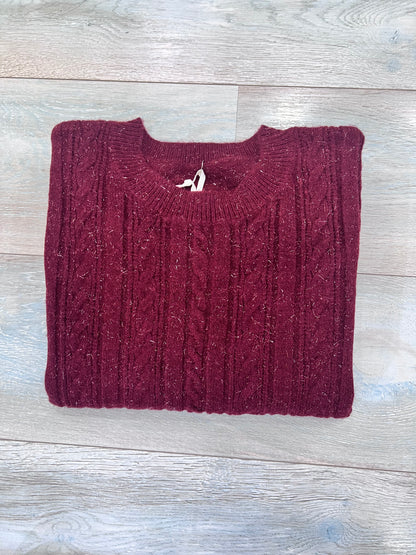 Maglione donna trecce brillantini color bordeaux - disponibile in 6 colori
