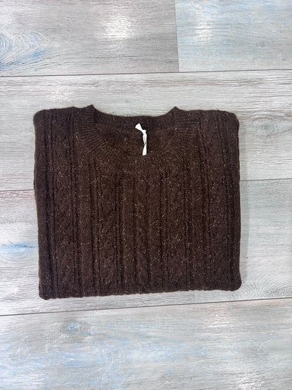 Maglione donna trecce brillantini color moro - disponibile in 6 colori
