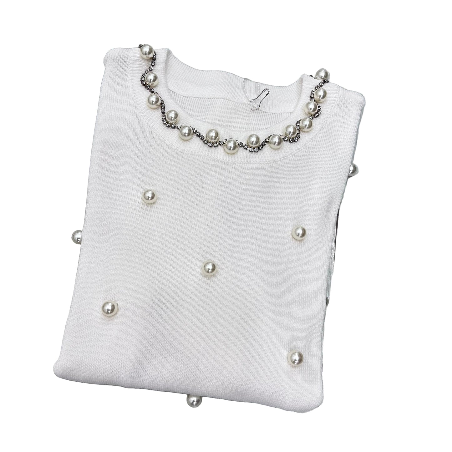 Maglia Donna Viscosa con Perle - Elegante Manica Lunga 4 Colori