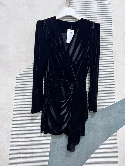 Abito Tubino Donna Velluto Scollo V - Elegante Manica Lunga 3 Colori