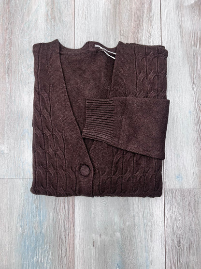 Maglione donna con trecce e manica lunga - moda italiana Frarò - colore moro
