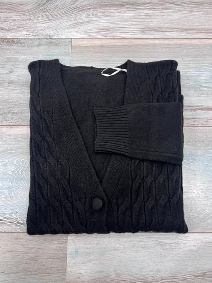 Cardigan trecce donna colore nero - autunno inverno