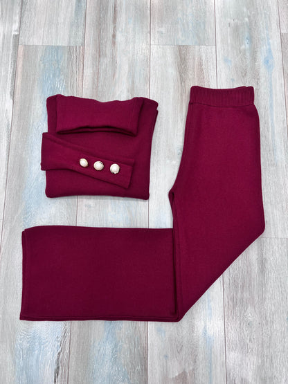 Completo invernale donna - Lanetta premium 65% Viscosa 35% Nylon - colore bordeaux