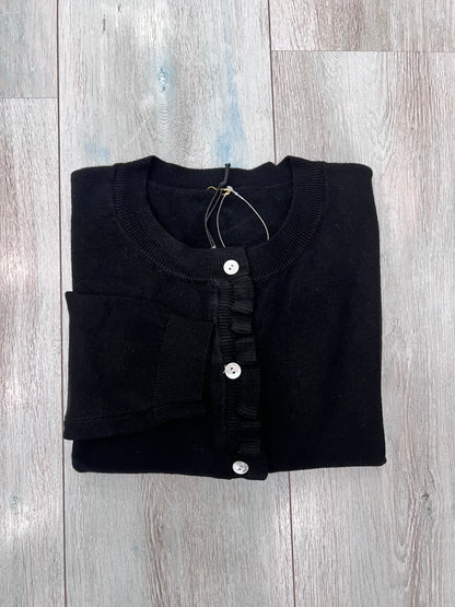 Cardigan donna con bottoni e rouge - dettaglio lavorazione colore nero
