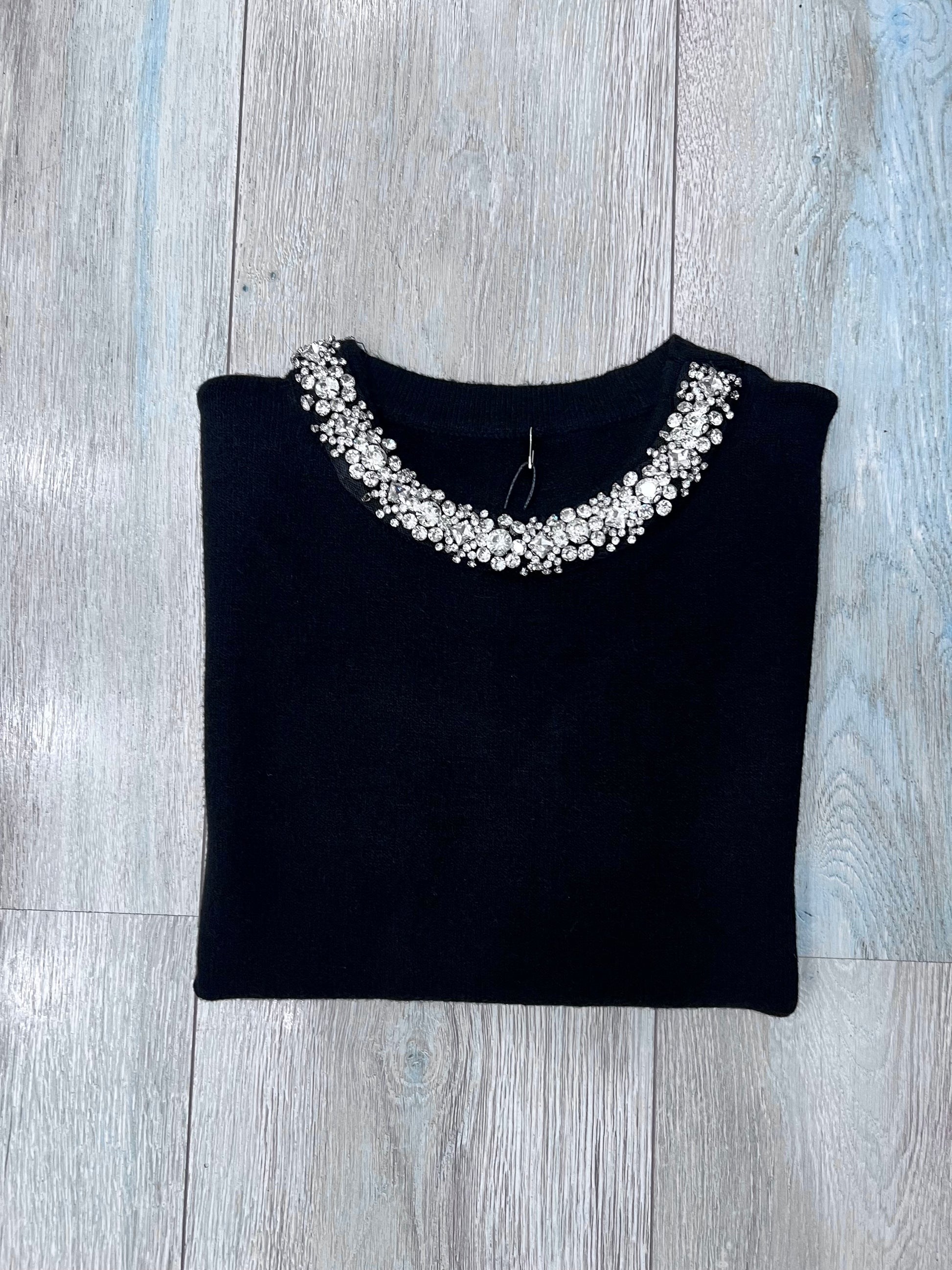 Maglia donna lanetta mezza manica -  colore nero elegante per feste natalizie
