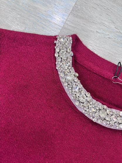 Dettaglio collo brillantini maglia donna - Eleganza Made in Italy
