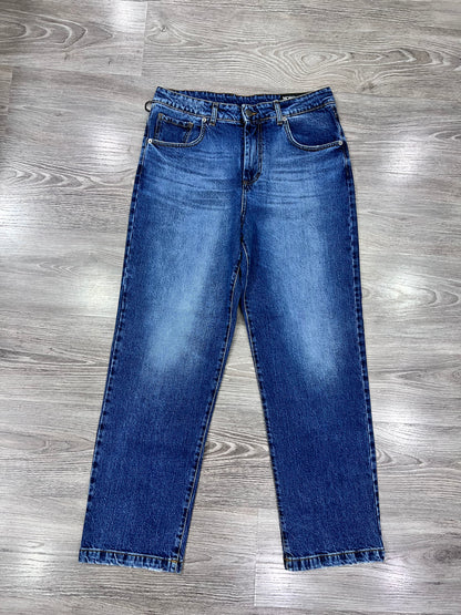 Dettaglio lavaggio sabbiato jeans gamba larga uomo - texture denim