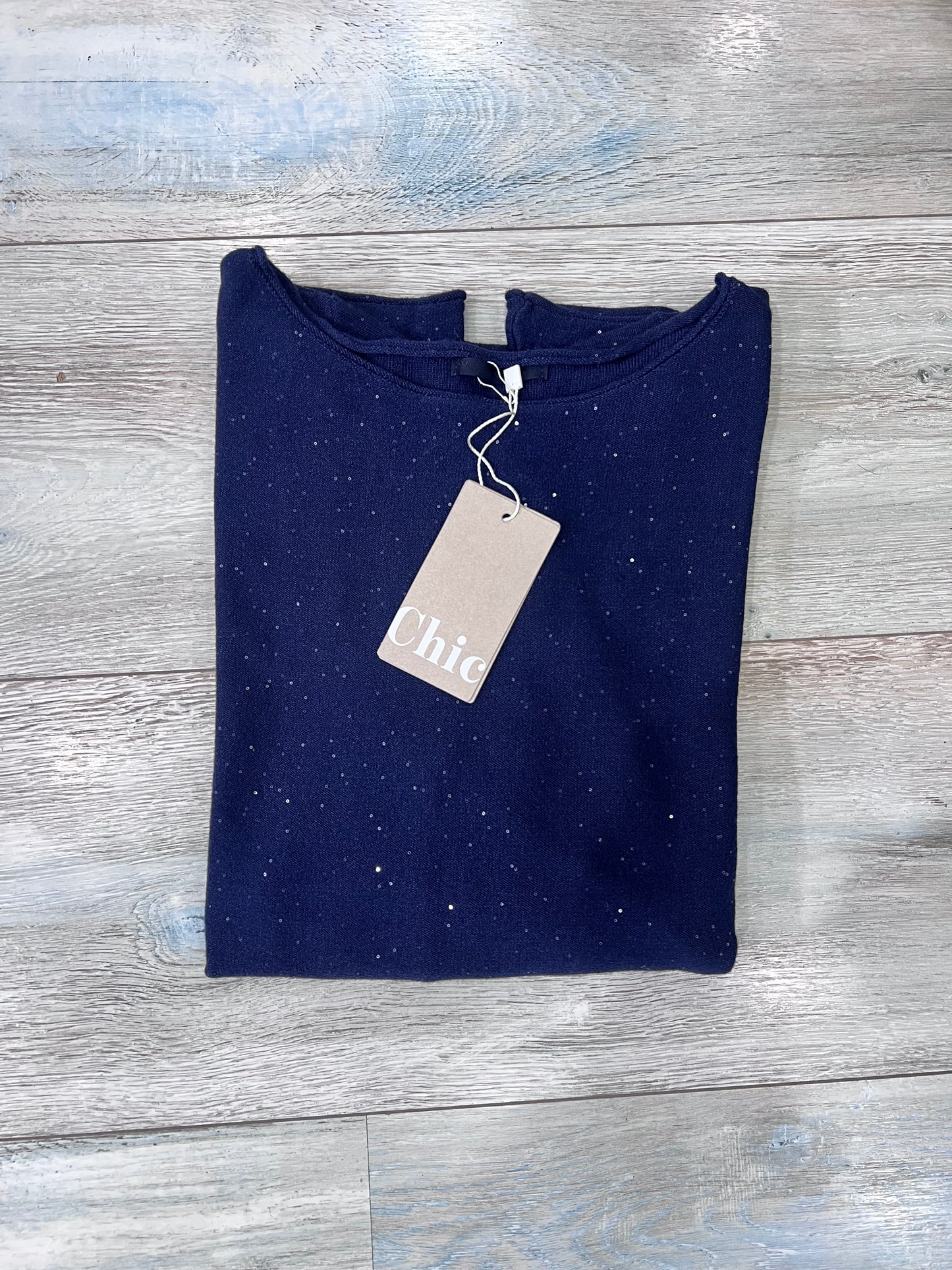 Maglia donna lurex brillantini in blu - qualità artigianale
