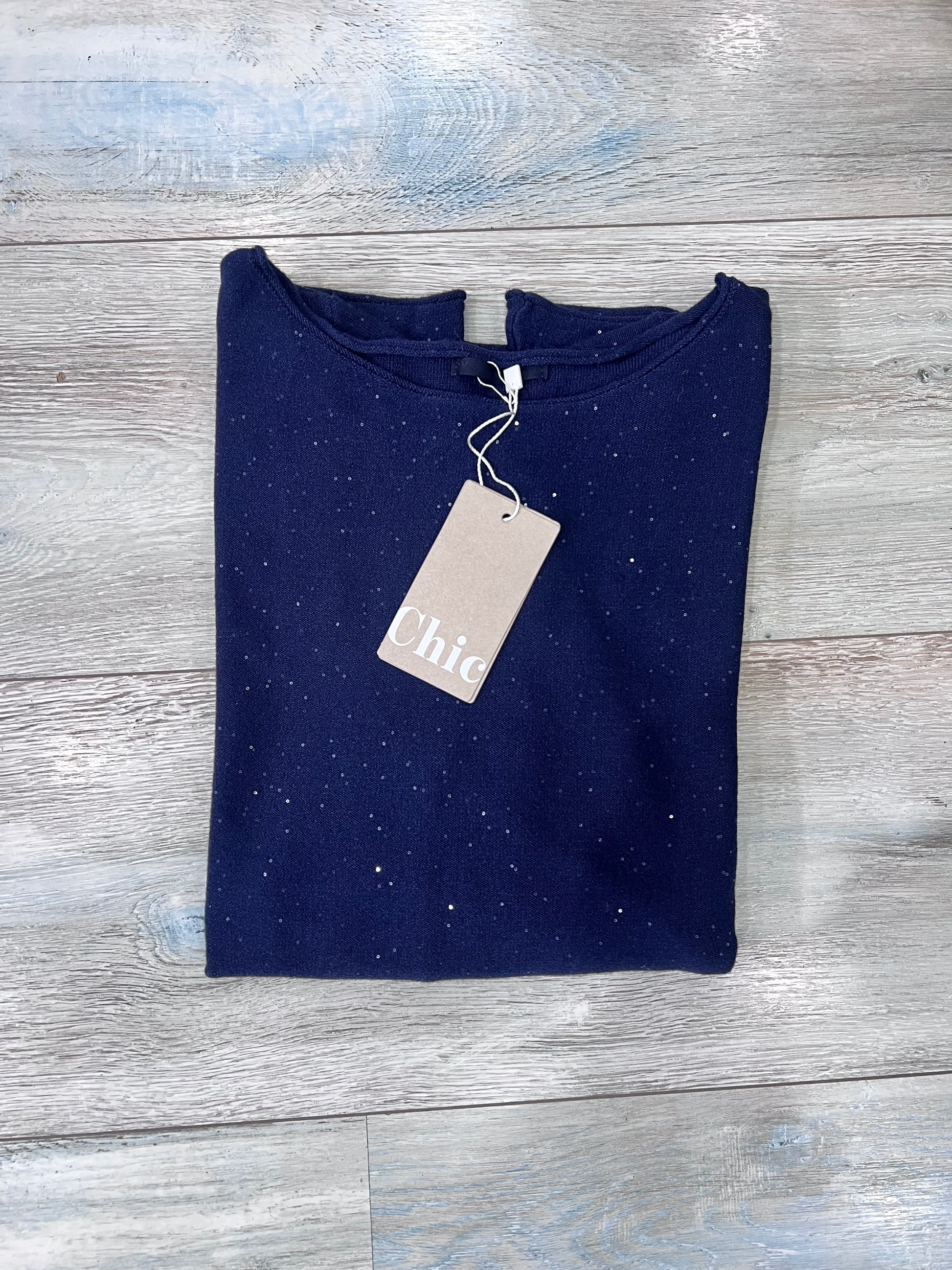Maglia donna lurex brillantini in blu - qualità artigianale