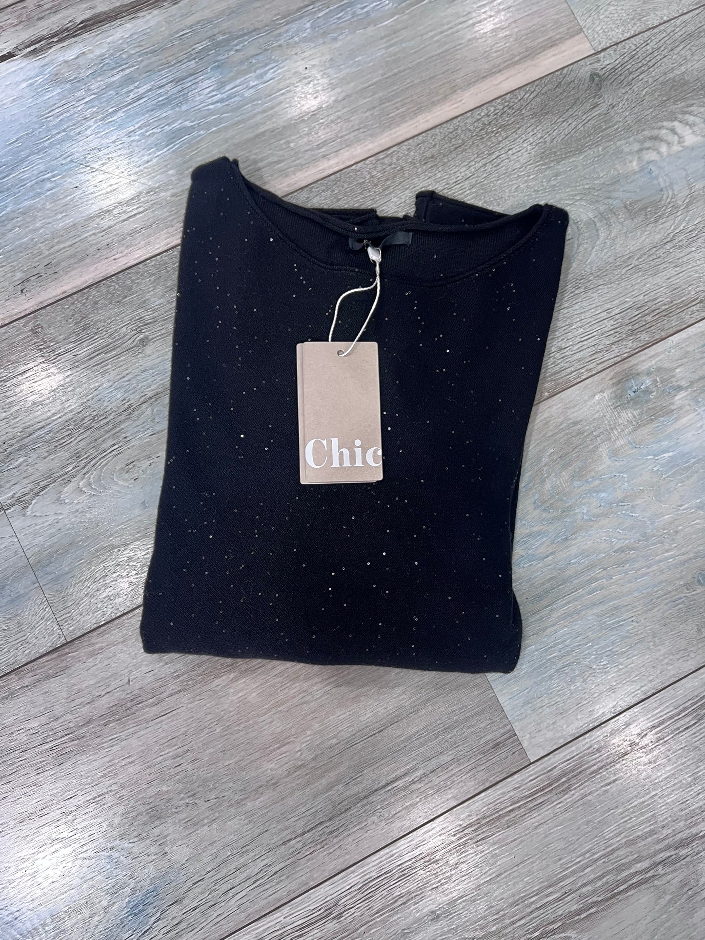 Maglia donna lurex brillantini in nero - qualità artigianale