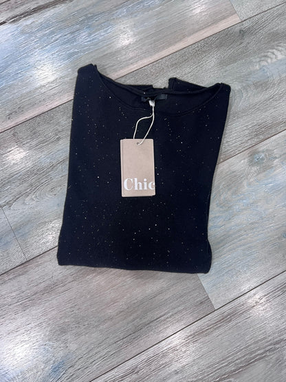 Maglia donna lurex brillantini in nero - qualità artigianale