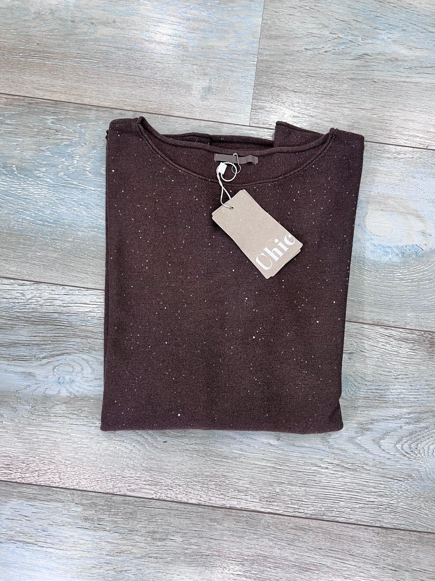 Maglia donna lurex brillantini in fango - qualità artigianale