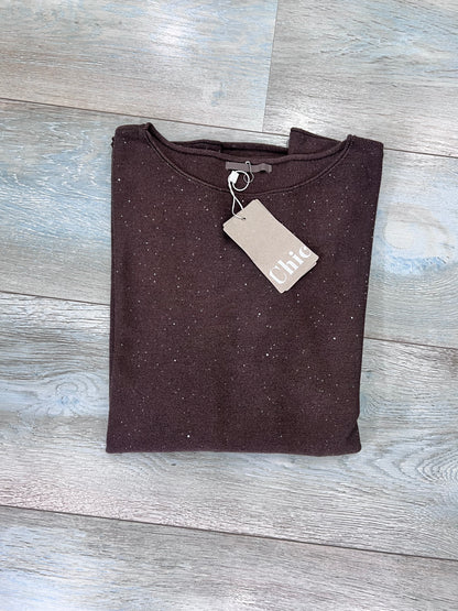 Maglia donna lurex brillantini in fango - qualità artigianale