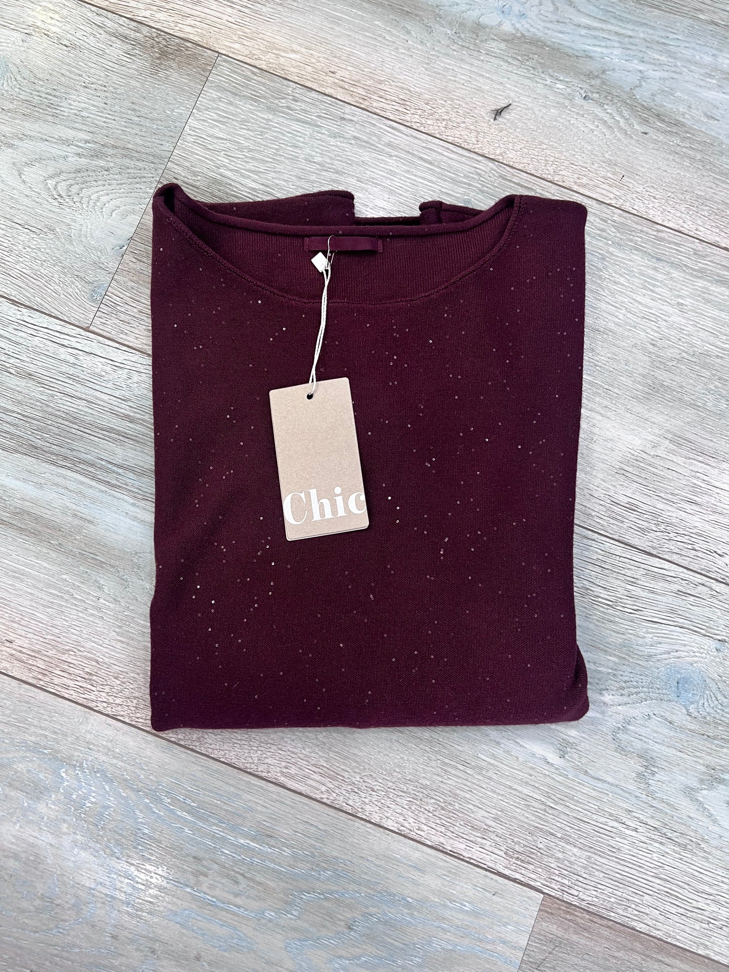 Maglia donna lurex brillantini in bordeaux - qualità artigianale