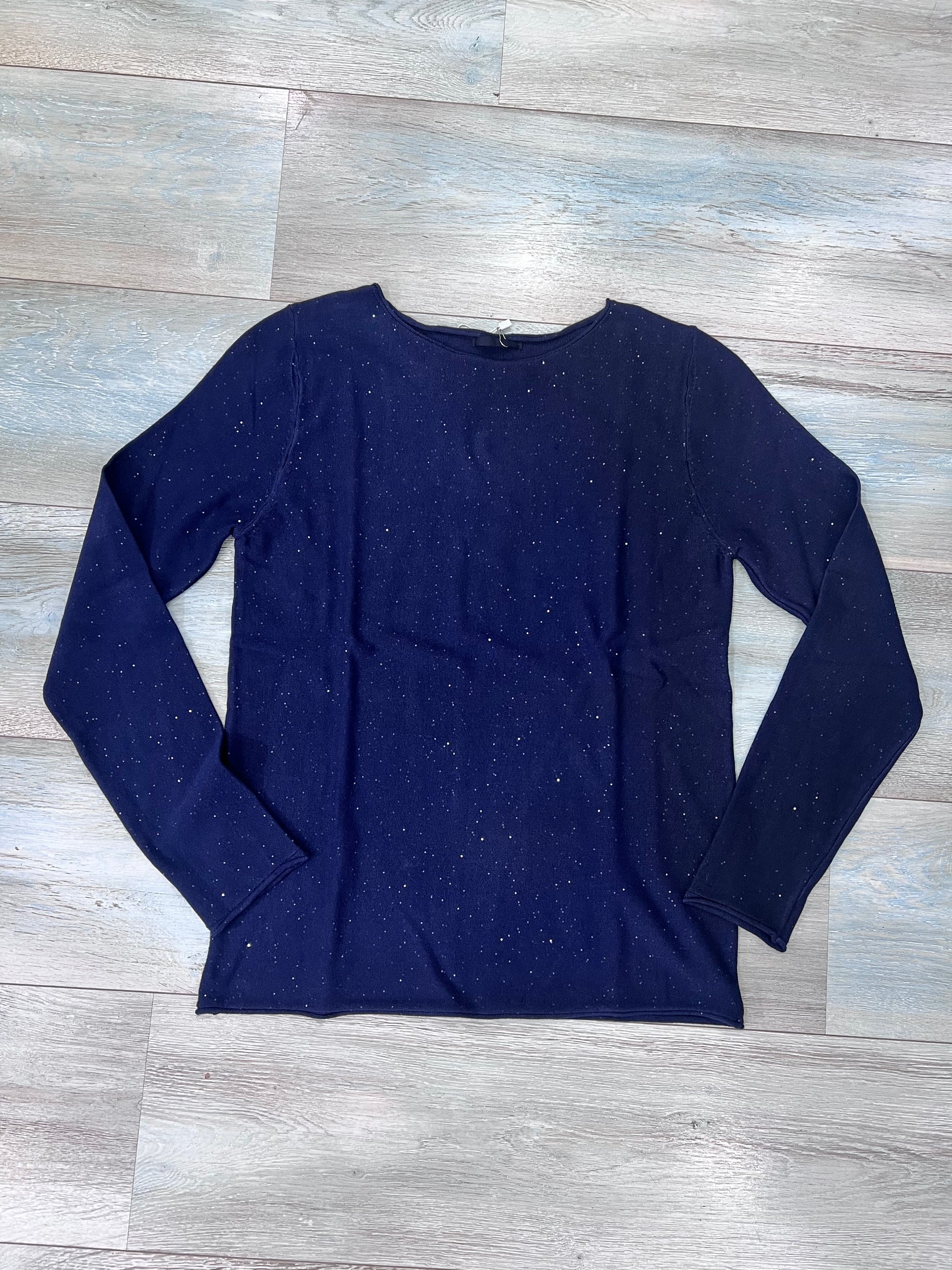 Maglia donna lurex con brillantini manica lunga - vista frontale su sfondo bianco