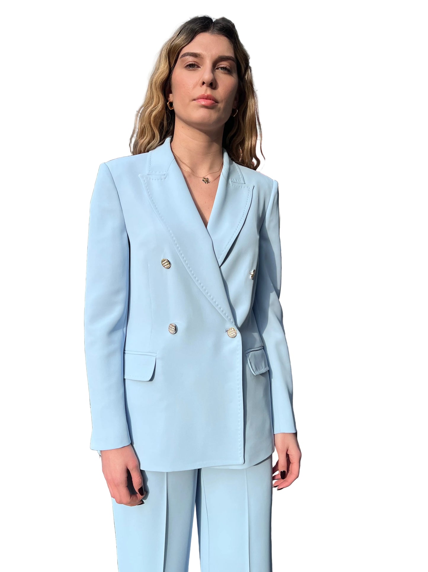 Blazer doppio petto tailleur donna Gadì polvere - bottoni gioiello interno foderato luxury collection
