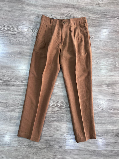 Pantalone sartoriale uomo con pince colore Safari – ME82 Frarò, tessuto Tencel e Lino Made in Italy