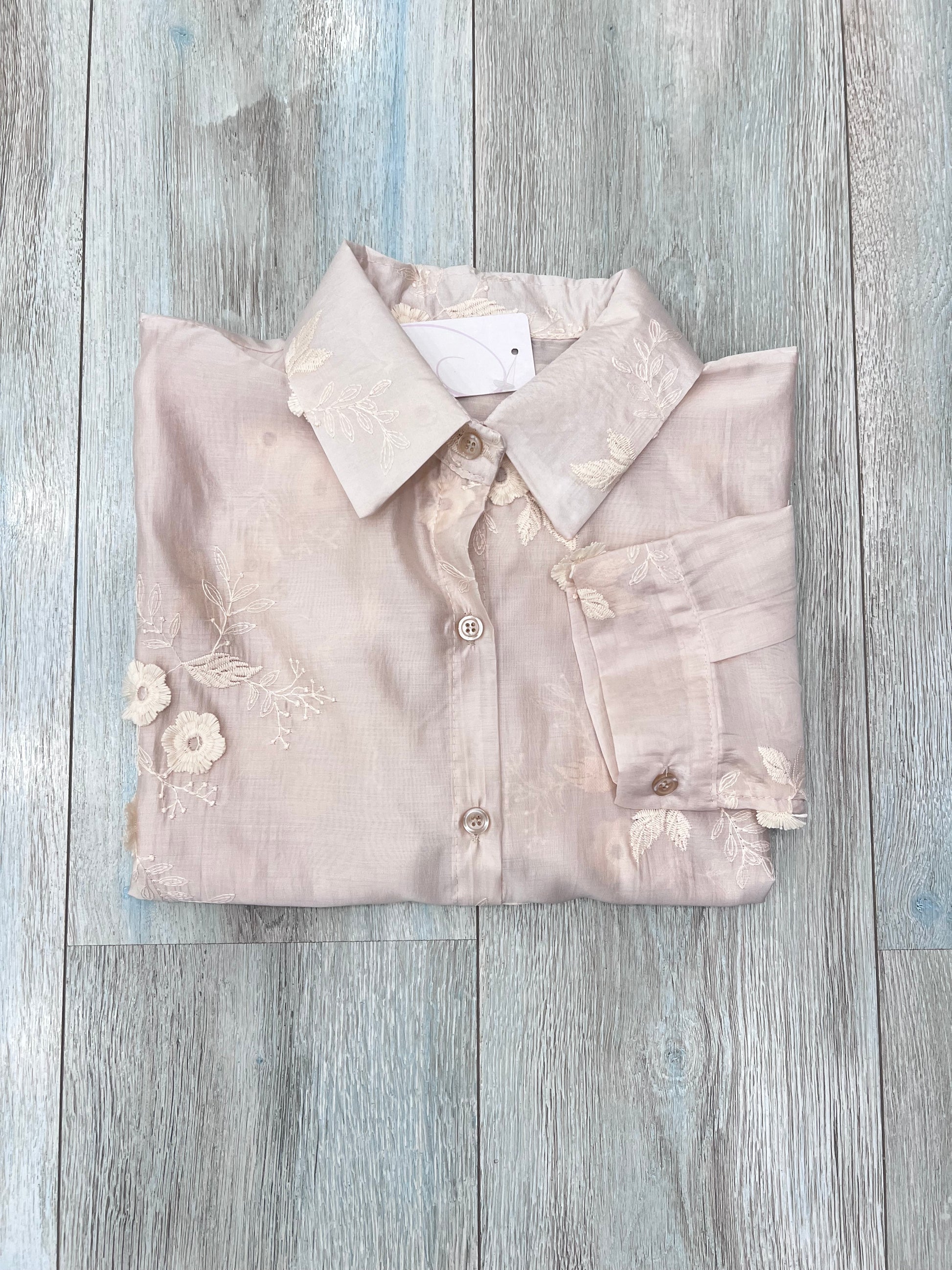 "Camicia donna con ricamo floreale 3D colore rosa – Frarò Shop"
