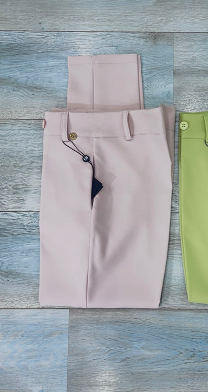 Pantalone capri donna vita alta colore rosa con tasche a filo – Made in Italy Erica Bellucci
