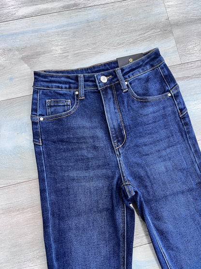 Dettaglio vita alta jeans skinny donna in cotone elasticizzato – Frarò

