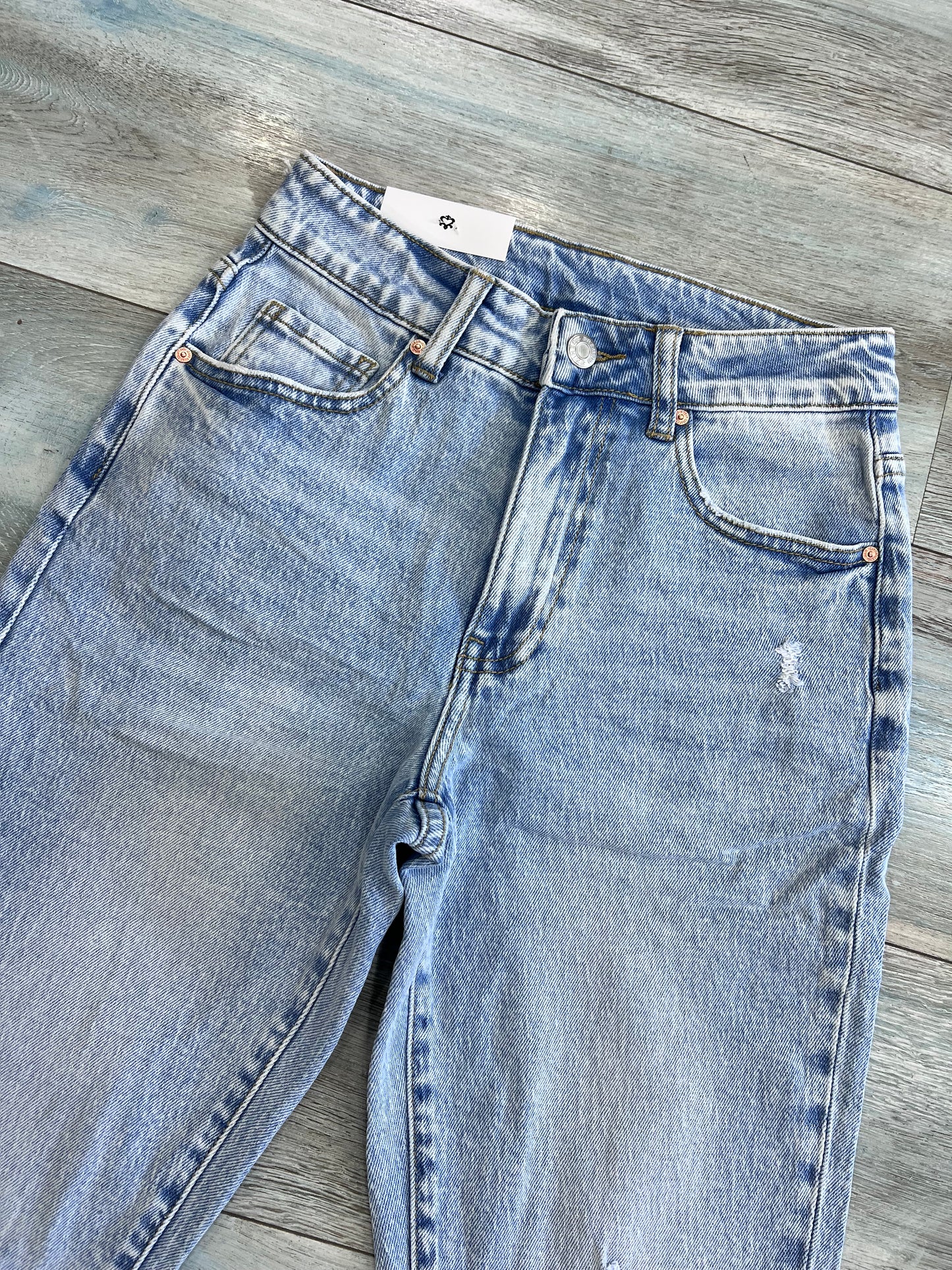 Dettaglio vita alta jeans mom fit donna cotone semi-elastico – Frarò
