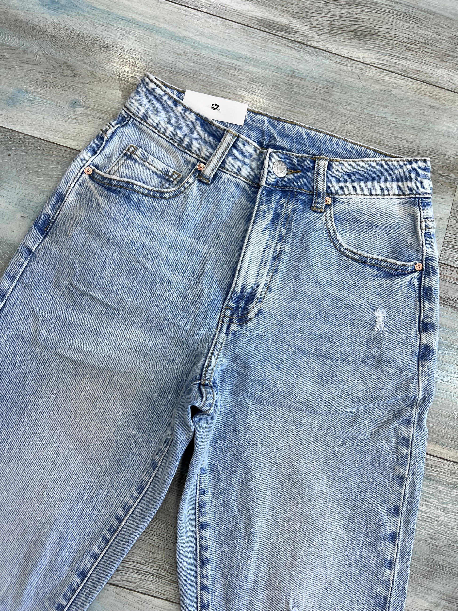Dettaglio vita alta jeans mom fit donna cotone semi-elastico – Frarò

