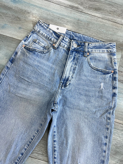 Dettaglio vita alta jeans mom fit donna cotone semi-elastico – Frarò
